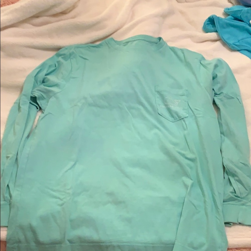 Mint blue long sleeve vineyard vines shirt